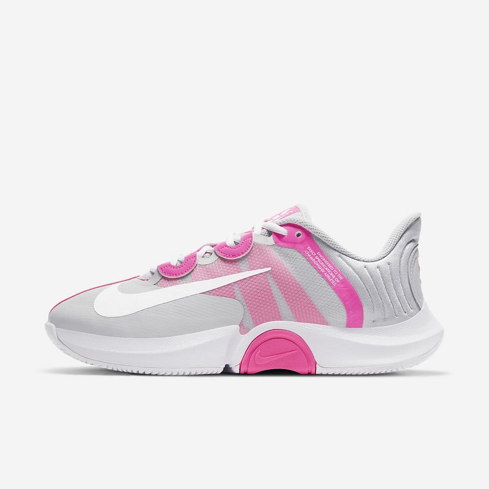 Chaussure De Tennis Nike NikeCourt Air Zoom GP Turbo Grise 4392-517 Grey Fog/Pink Blast/White Femme | AXT-65039866